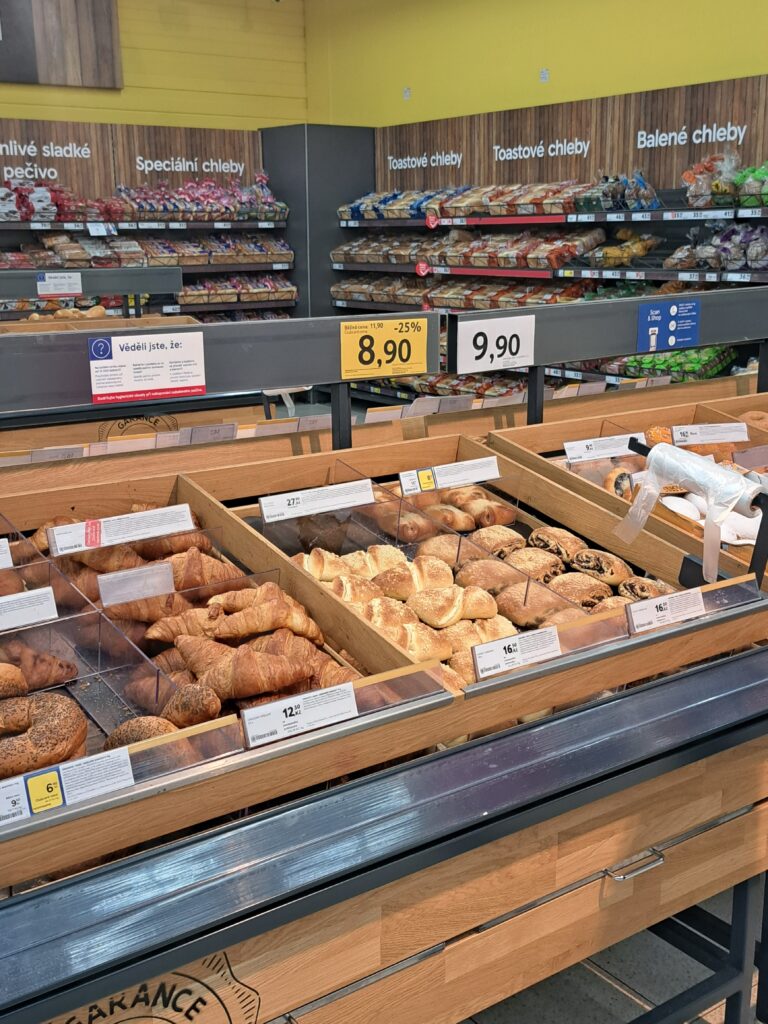 Bread at the grocery store in the Czech Republic