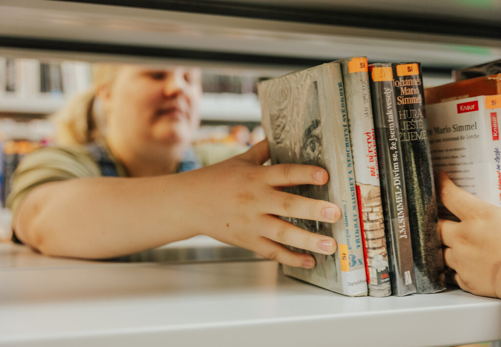 Sorting books at Benesov library