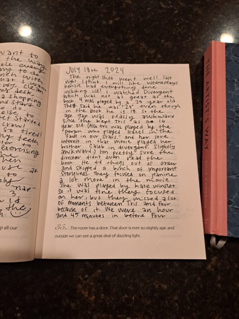 Morning pages in the Artist's Way