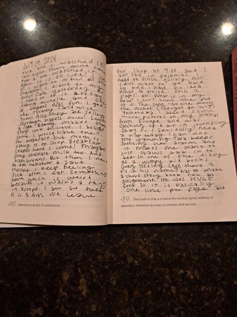 Morning pages in the Artist's Way